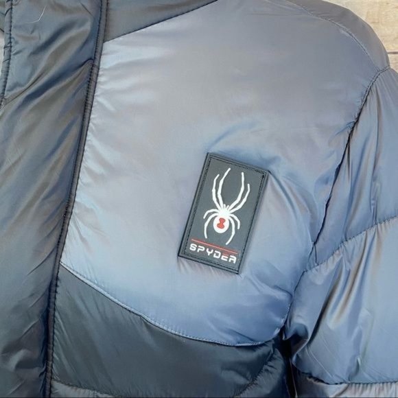 Spyder | ‘Circuit’ Black & Grey Water Repellent Rain & Snow Hooded Puffer Jacket - Picture 5 of 14